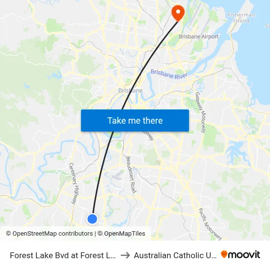 Forest Lake Bvd at Forest Lake Shops to Australian Catholic University map