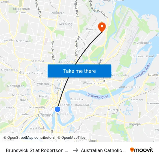 Brunswick St at Robertson Street, Stop 5 to Australian Catholic University map