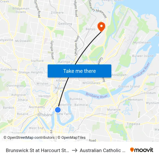 Brunswick St at Harcourt Street, Stop 6 to Australian Catholic University map