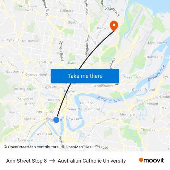 Ann Street Stop 8 to Australian Catholic University map