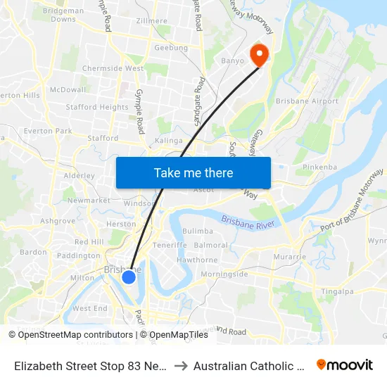 Elizabeth Street Stop 83 Near Albert St to Australian Catholic University map