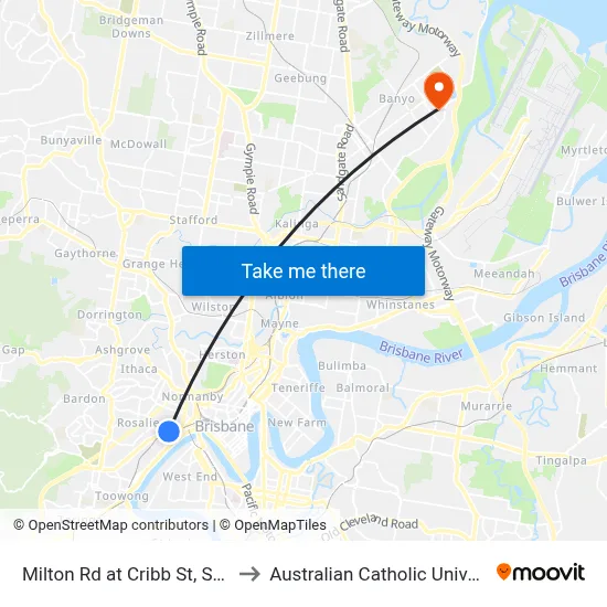 Milton Rd at Cribb St, Stop 5 to Australian Catholic University map