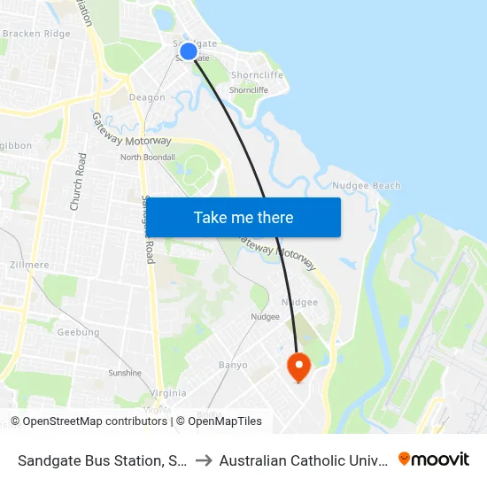 Sandgate Bus Station, Stop 1 to Australian Catholic University map