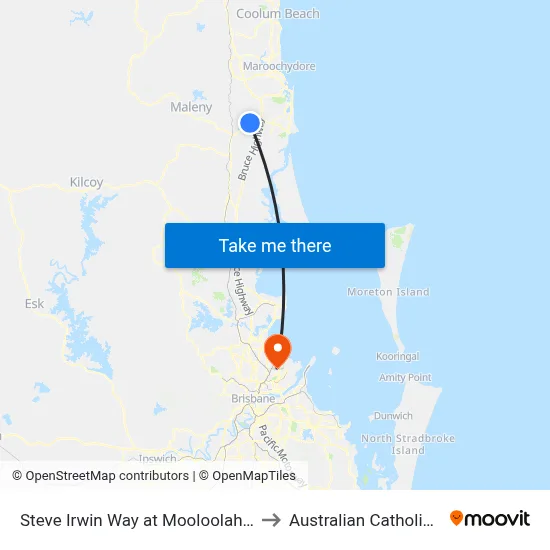 Steve Irwin Way at Mooloolah Connection Rd to Australian Catholic University map