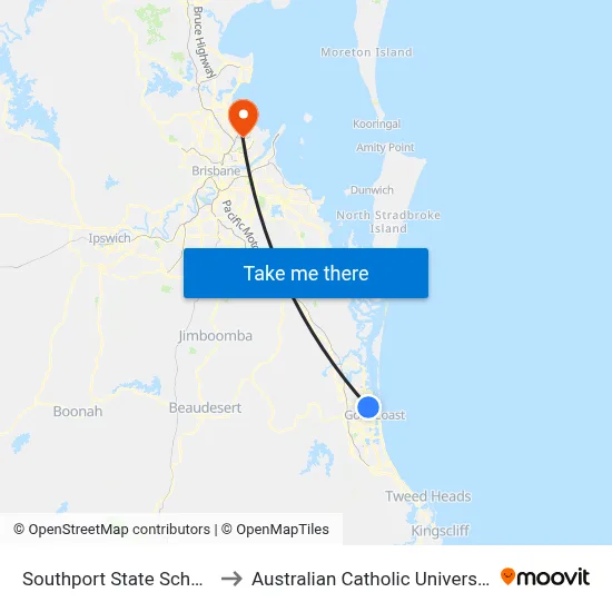 Southport State School to Australian Catholic University map