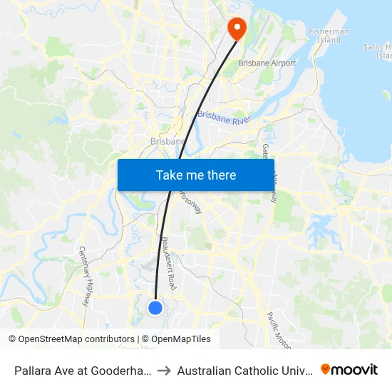 Pallara Ave at Gooderham Rd to Australian Catholic University map