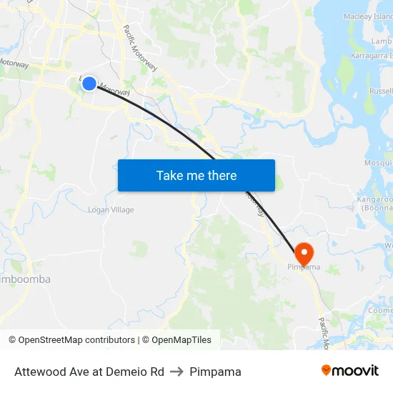 Attewood Ave at Demeio Rd to Pimpama map