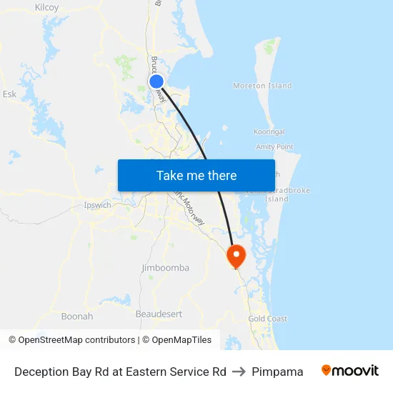Deception Bay Rd at Eastern Service Rd to Pimpama map