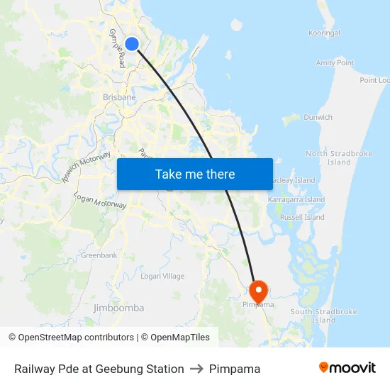 Railway Pde at Geebung Station to Pimpama map