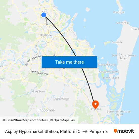 Aspley Hypermarket Station, Platform C to Pimpama map