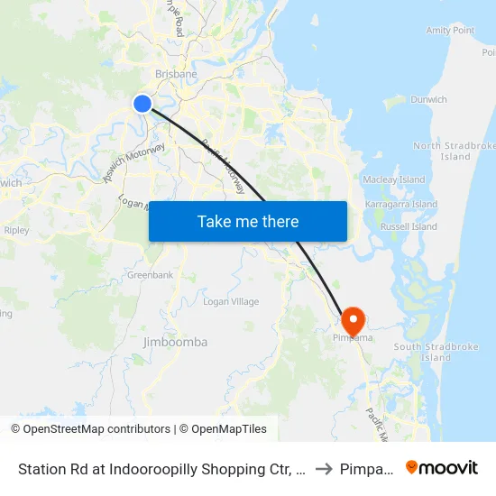 Station Rd at Indooroopilly Shopping Ctr, Stop D to Pimpama map