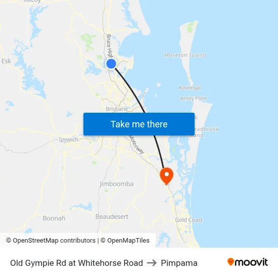 Old Gympie Rd at Whitehorse Road to Pimpama map