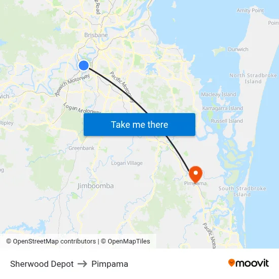 Sherwood Depot to Pimpama map