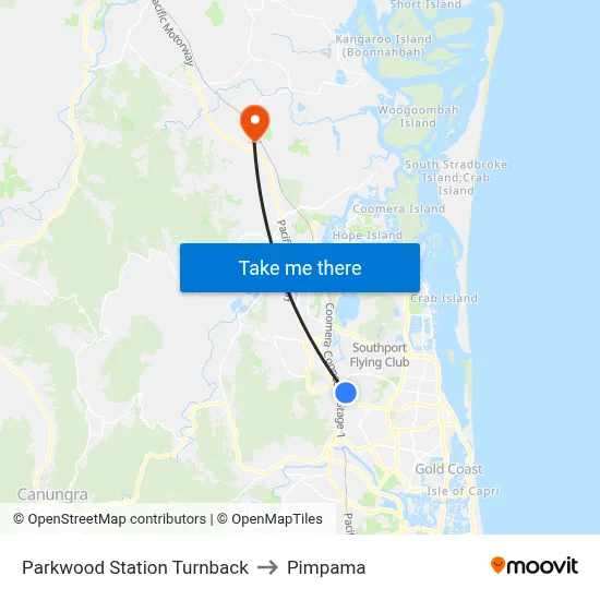 Parkwood Station Turnback to Pimpama map
