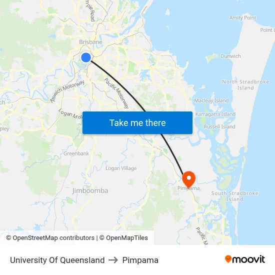 University Of Queensland to Pimpama map