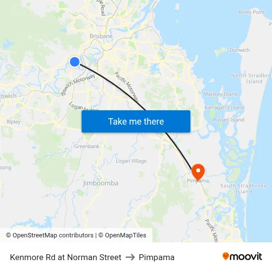 Kenmore Rd at Norman Street to Pimpama map