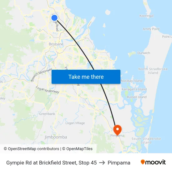 Gympie Rd at Brickfield Street, Stop 45 to Pimpama map