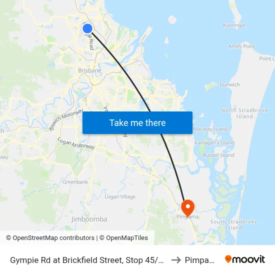 Gympie Rd at Brickfield Street, Stop 45/44 to Pimpama map