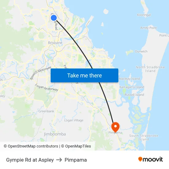Gympie Rd at Aspley to Pimpama map