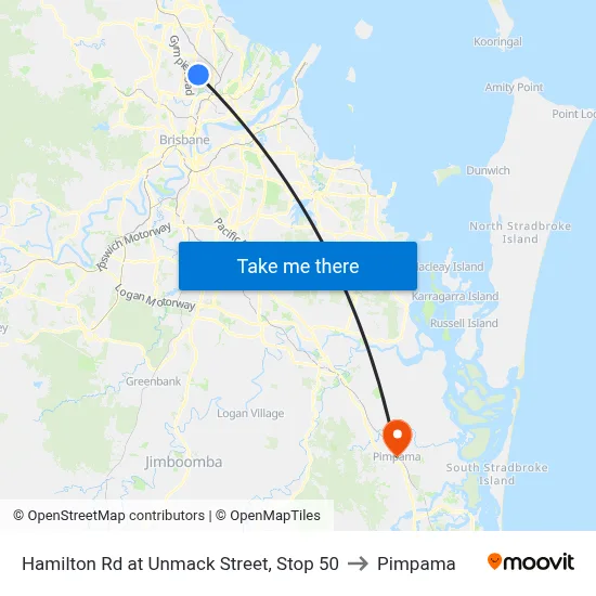 Hamilton Rd at Unmack Street, Stop 50 to Pimpama map