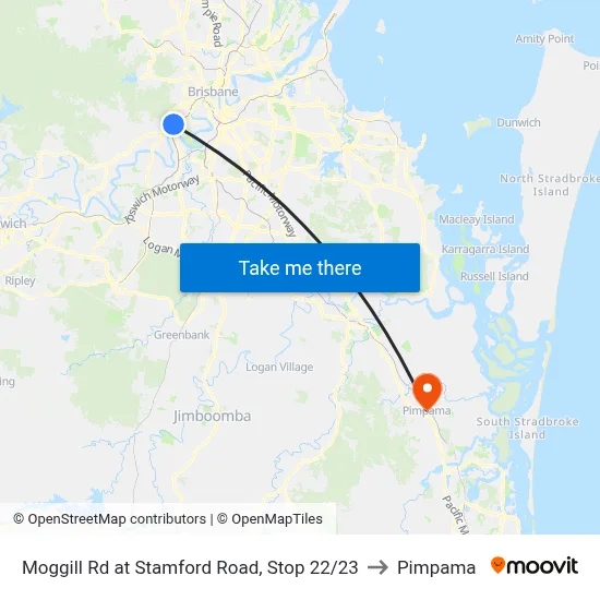 Moggill Rd at Stamford Road, Stop 22/23 to Pimpama map