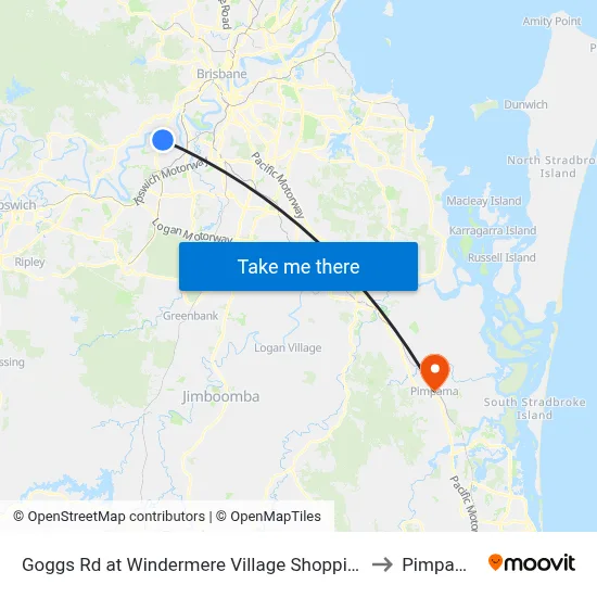 Goggs Rd at Windermere Village Shopping to Pimpama map