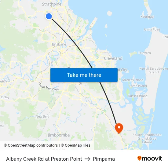 Albany Creek Rd at Preston Point to Pimpama map