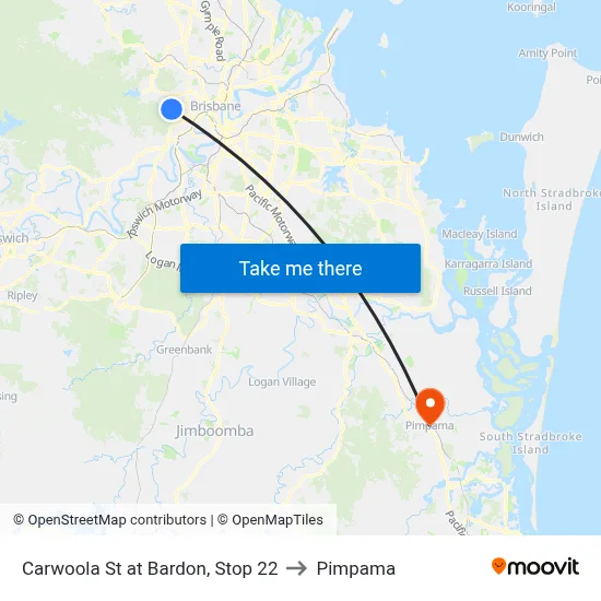 Carwoola St at Bardon, Stop 22 to Pimpama map
