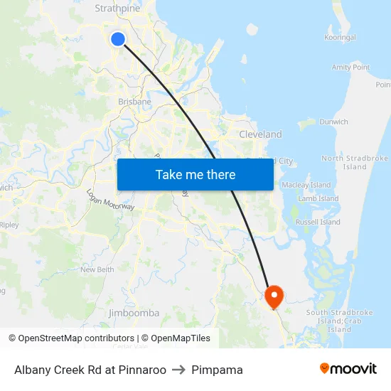 Albany Creek Rd at Pinnaroo to Pimpama map