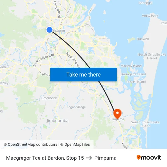 Macgregor Tce at Bardon, Stop 15 to Pimpama map