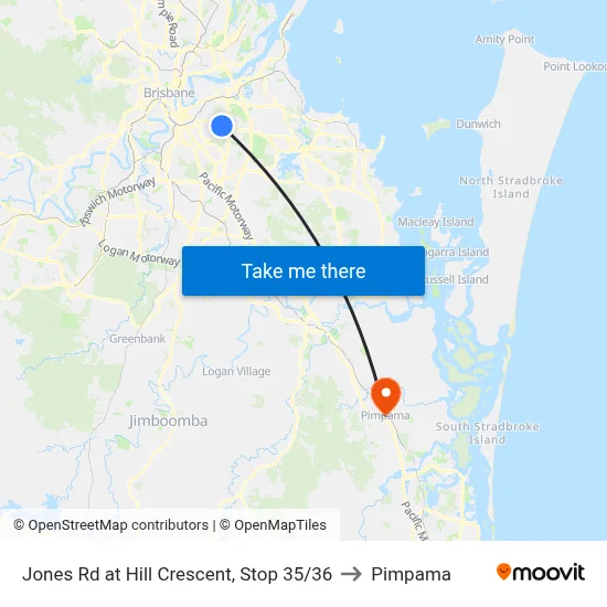 Jones Rd at Hill Crescent, Stop 35/36 to Pimpama map