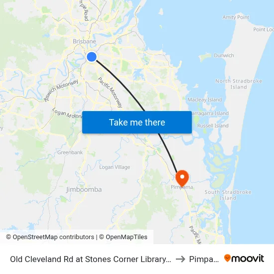 Old Cleveland Rd at Stones Corner Library, Stop 17 to Pimpama map