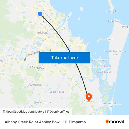 Albany Creek Rd at Aspley Bowl to Pimpama map
