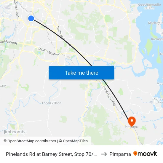 Pinelands Rd at Barney Street, Stop 70/71 to Pimpama map