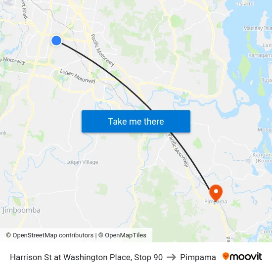 Harrison St at Washington Place, Stop 90 to Pimpama map