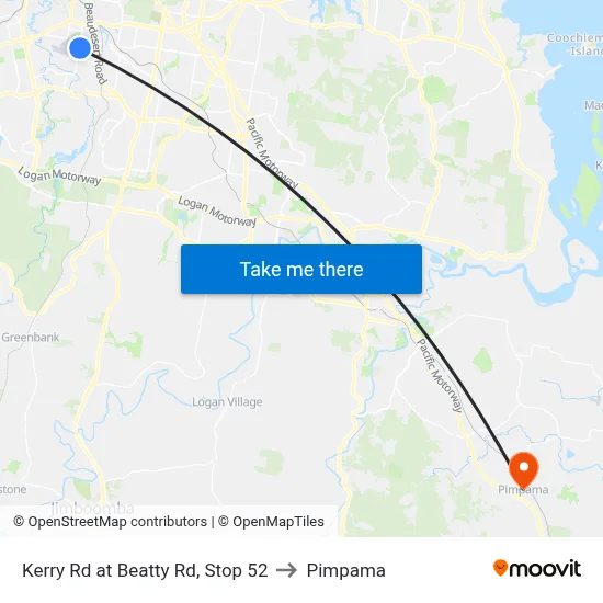 Kerry Rd at Beatty Rd, Stop 52 to Pimpama map