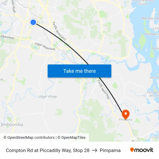 Compton Rd at Piccadilly Way, Stop 28 to Pimpama map