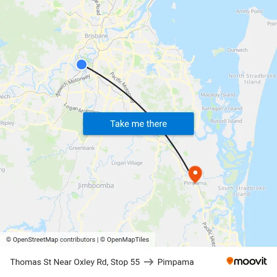 Thomas St Near Oxley Rd, Stop 55 to Pimpama map