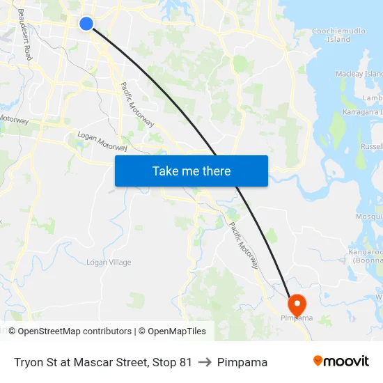 Tryon St at Mascar Street, Stop 81 to Pimpama map