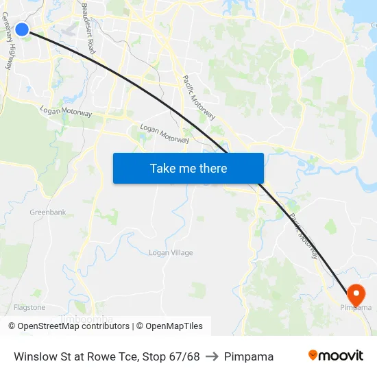 Winslow St at Rowe Tce, Stop 67/68 to Pimpama map