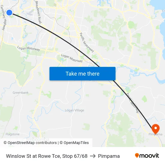 Winslow St at Rowe Tce, Stop 67/68 to Pimpama map