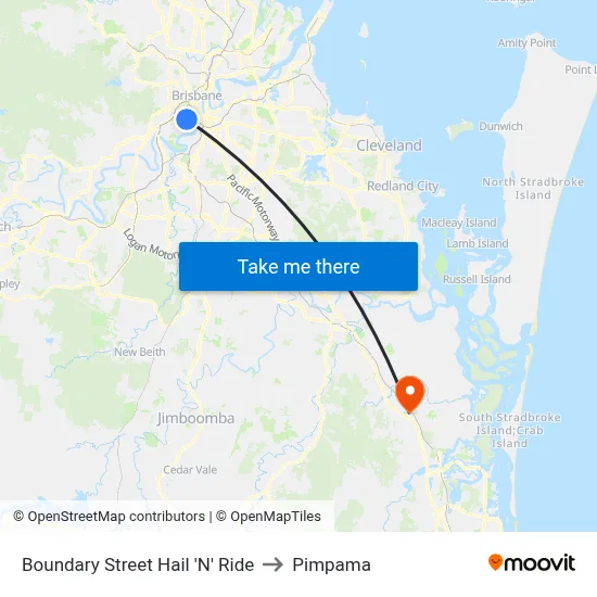 Boundary Street Hail 'N' Ride to Pimpama map