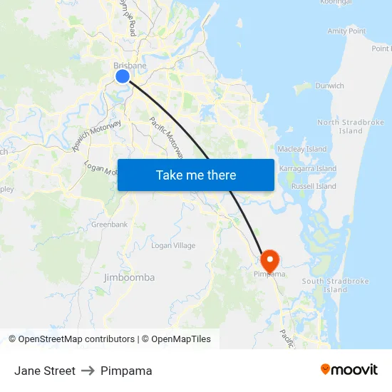 Jane Street to Pimpama map