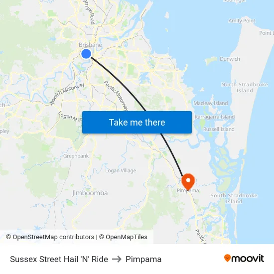 Sussex Street Hail 'N' Ride to Pimpama map