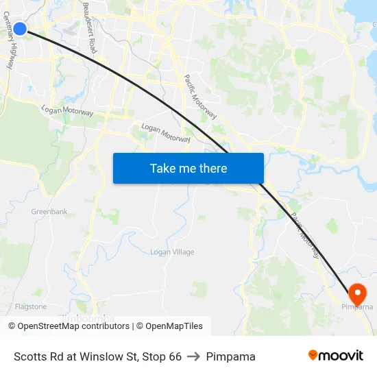 Scotts Rd at Winslow St, Stop 66 to Pimpama map