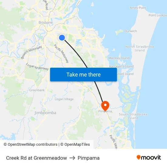 Creek Rd at Greenmeadow to Pimpama map