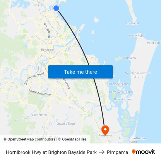 Hornibrook Hwy at Brighton Bayside Park to Pimpama map