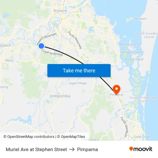 Muriel Ave at Stephen Street to Pimpama map