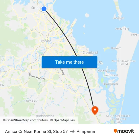 Arnica Cr Near Korina St, Stop 57 to Pimpama map
