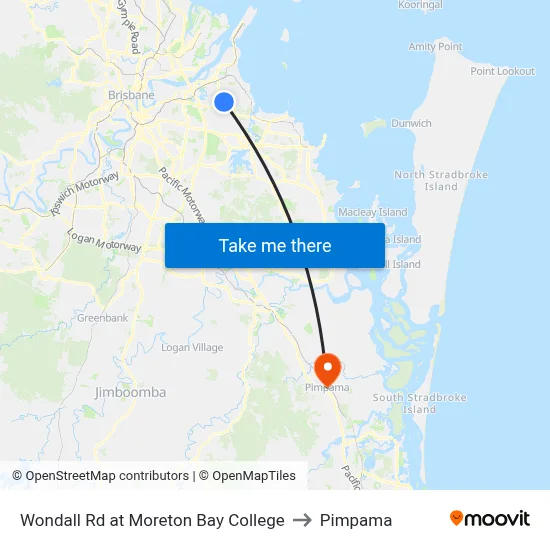 Wondall Rd at Moreton Bay College to Pimpama map